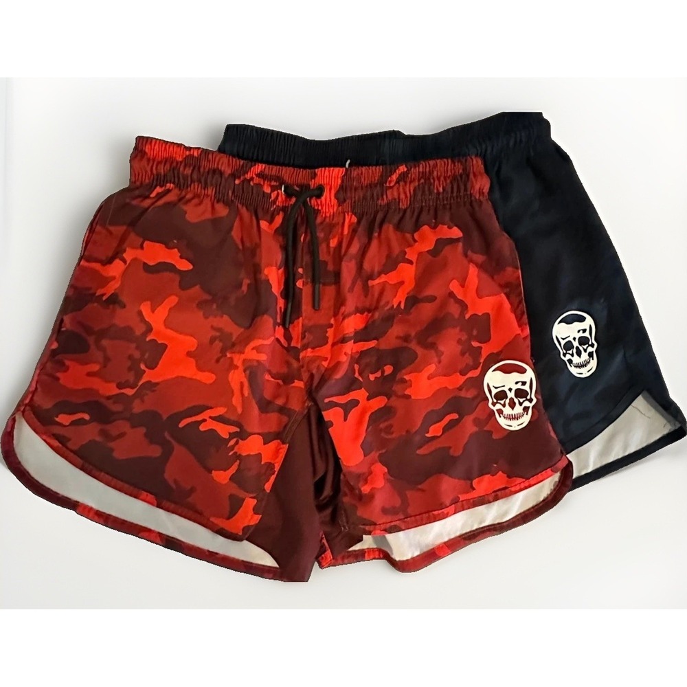 Lot Gymreapers Short Medium Red Black Skull Logo Gym Training Running Athletic 6